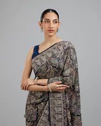 Indigo Blue Georgette Festive Saree - Image 4